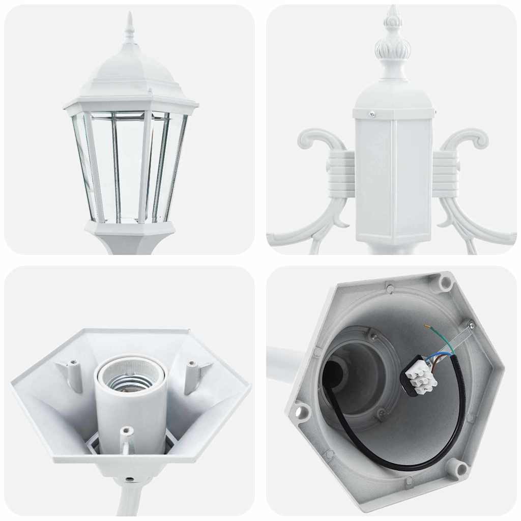 Gartenlichtmast Weiß Aluminium und Glas
