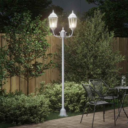Gartenlichtmast Weiß Aluminium und Glas