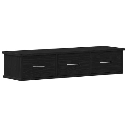 Wandschrank Schwarz Eichen-Optik 88x26x18,5 cm Holzwerkstoff