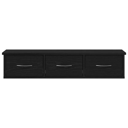 Wandschrank Schwarz Eichen-Optik 88x26x18,5 cm Holzwerkstoff
