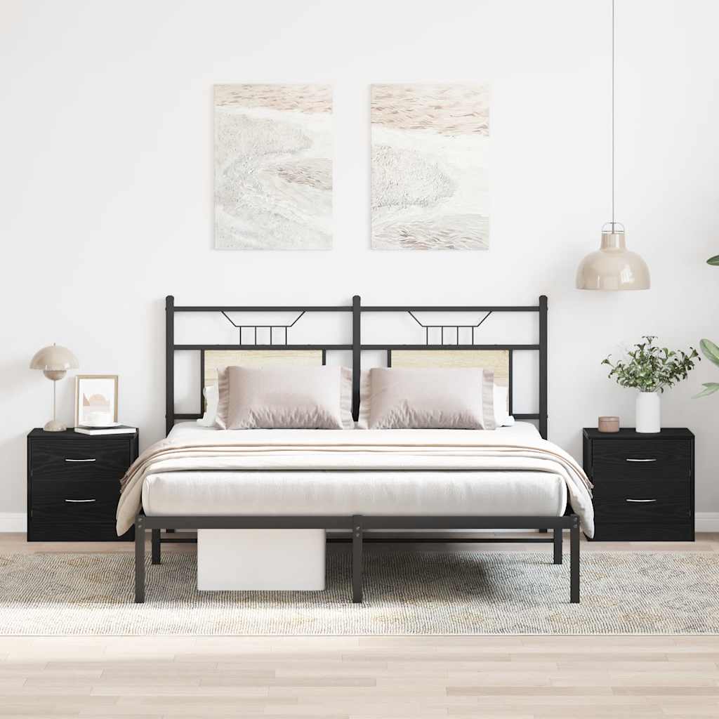 Nachttische 2Stk. Schwarz Eichen-Optik 40x30x40cm Holzwerkstoff