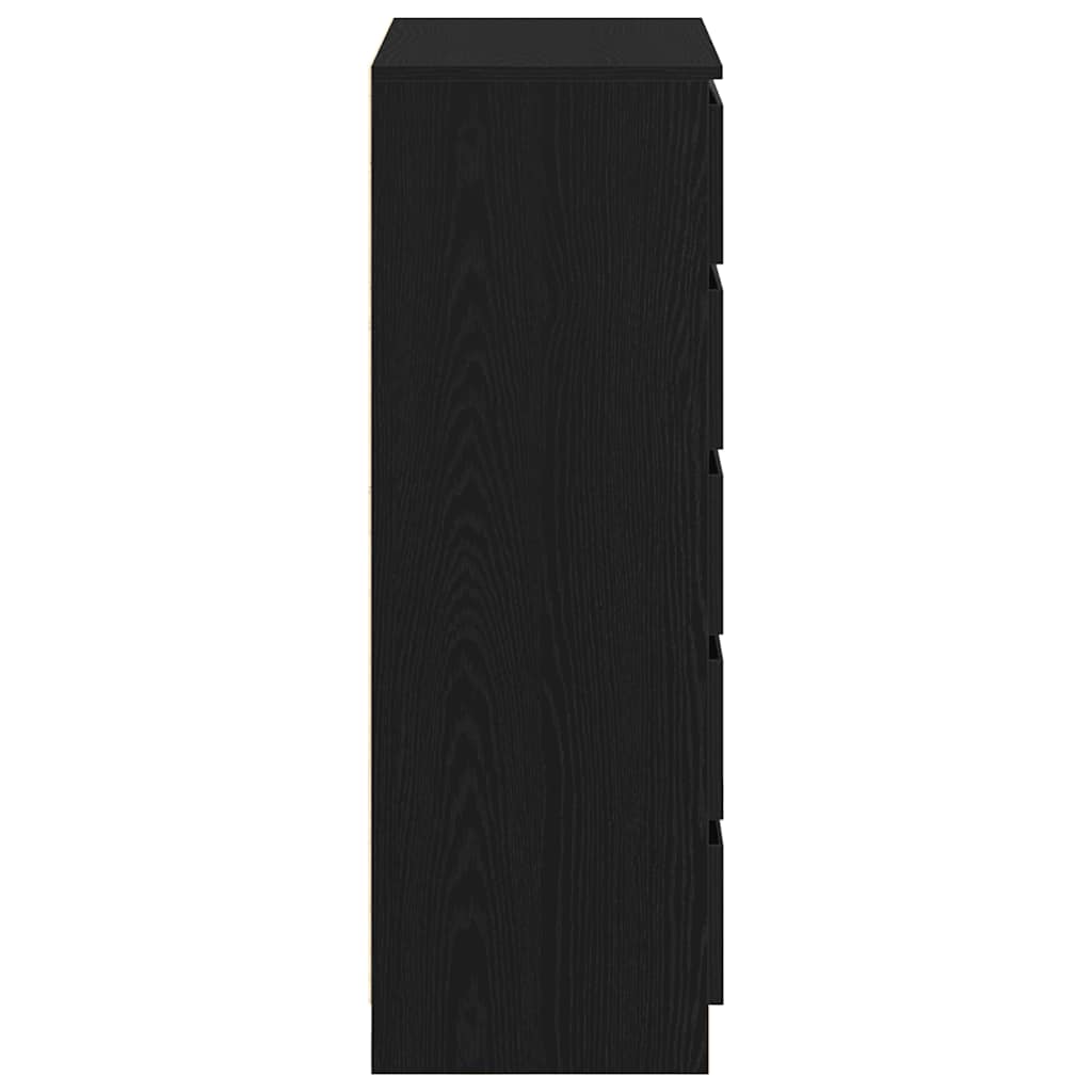 Schubladenschrank Schwarz Eichen-Optik 60x36x103 cm