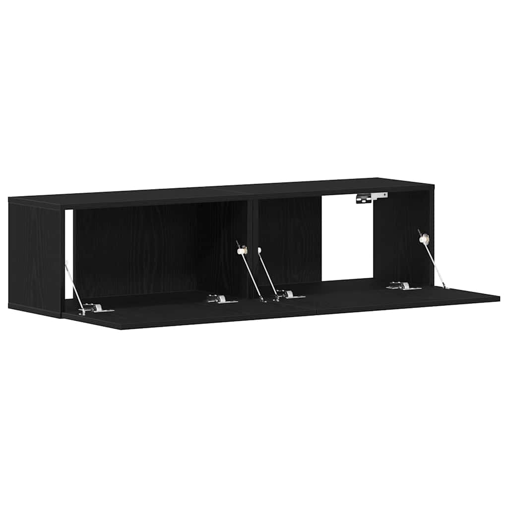 TV-Schrank Schwarz Eichen-Optik 120x30x30,5 cm Holzwerkstoff