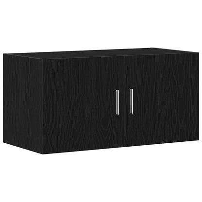 Wandschrank Schwarz Eichen-Optik 80x39x40 cm Holzwerkstoff