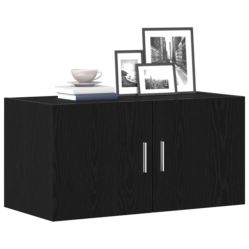 Wandschrank Schwarz Eichen-Optik 80x39x40 cm Holzwerkstoff