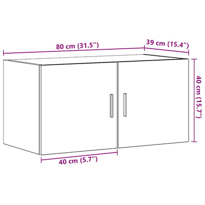 Wandschrank Schwarz Eichen-Optik 80x39x40 cm Holzwerkstoff