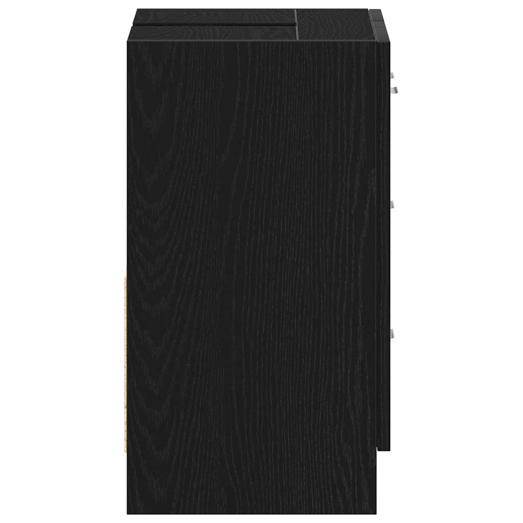 Waschbeckenunterschrank Schwarz Eichen-Optik 63x30x54 cm