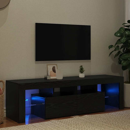 TV-Schrank mit LED-Leuchten Schwarz Eichen-Optik 140x36,5x40 cm