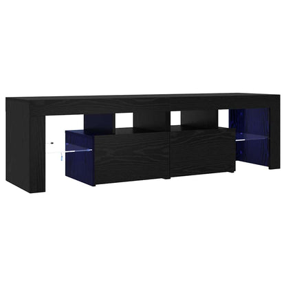 TV-Schrank mit LED-Leuchten Schwarz Eichen-Optik 140x36,5x40 cm