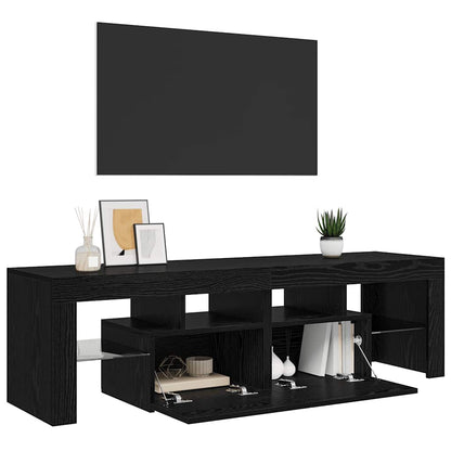 TV-Schrank mit LED-Leuchten Schwarz Eichen-Optik 140x36,5x40 cm