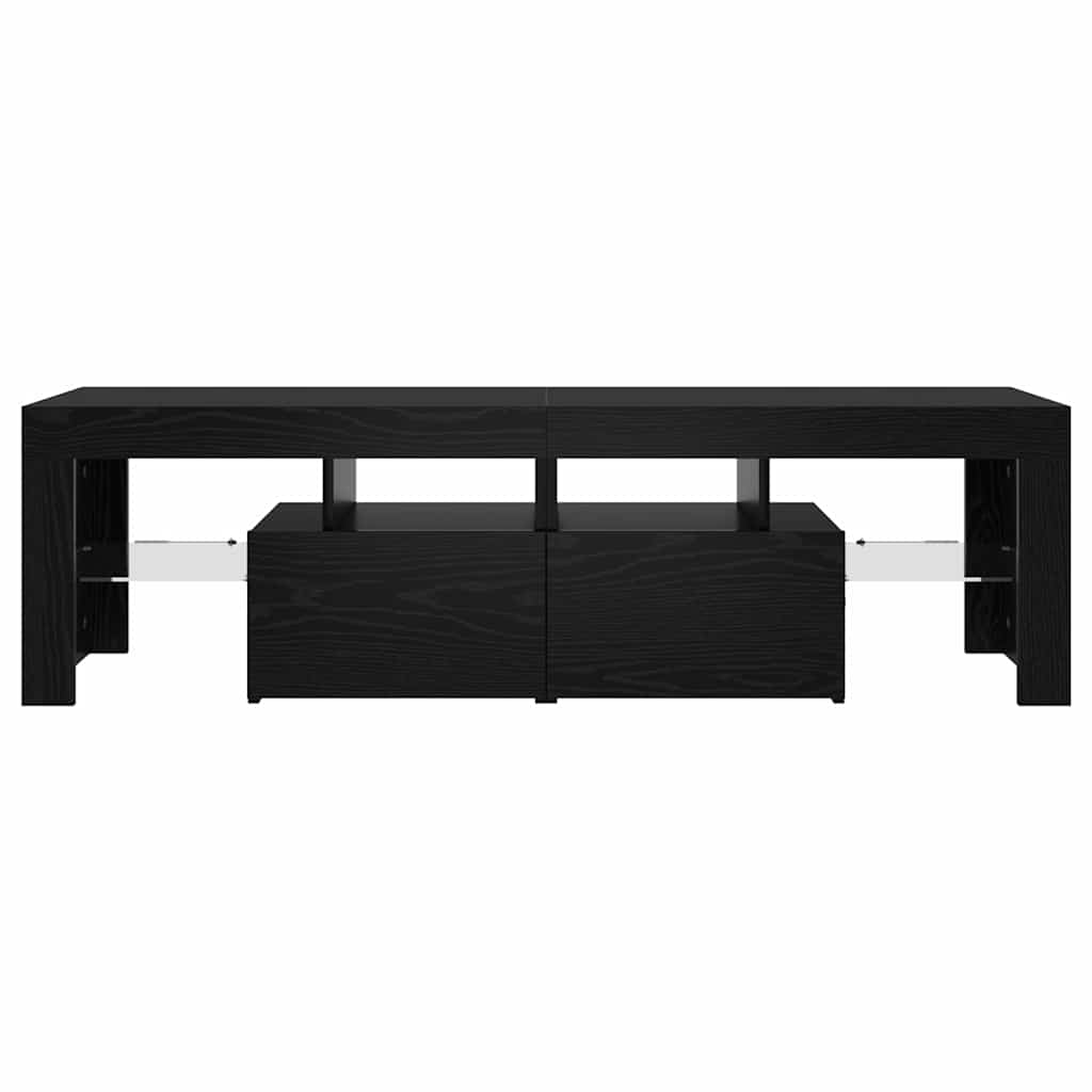 TV-Schrank mit LED-Leuchten Schwarz Eichen-Optik 140x36,5x40 cm