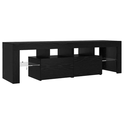 TV-Schrank mit LED-Leuchten Schwarz Eichen-Optik 140x36,5x40 cm