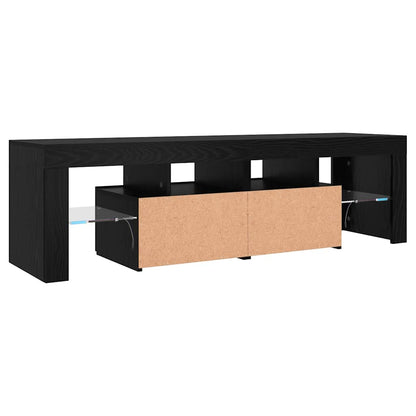 TV-Schrank mit LED-Leuchten Schwarz Eichen-Optik 140x36,5x40 cm