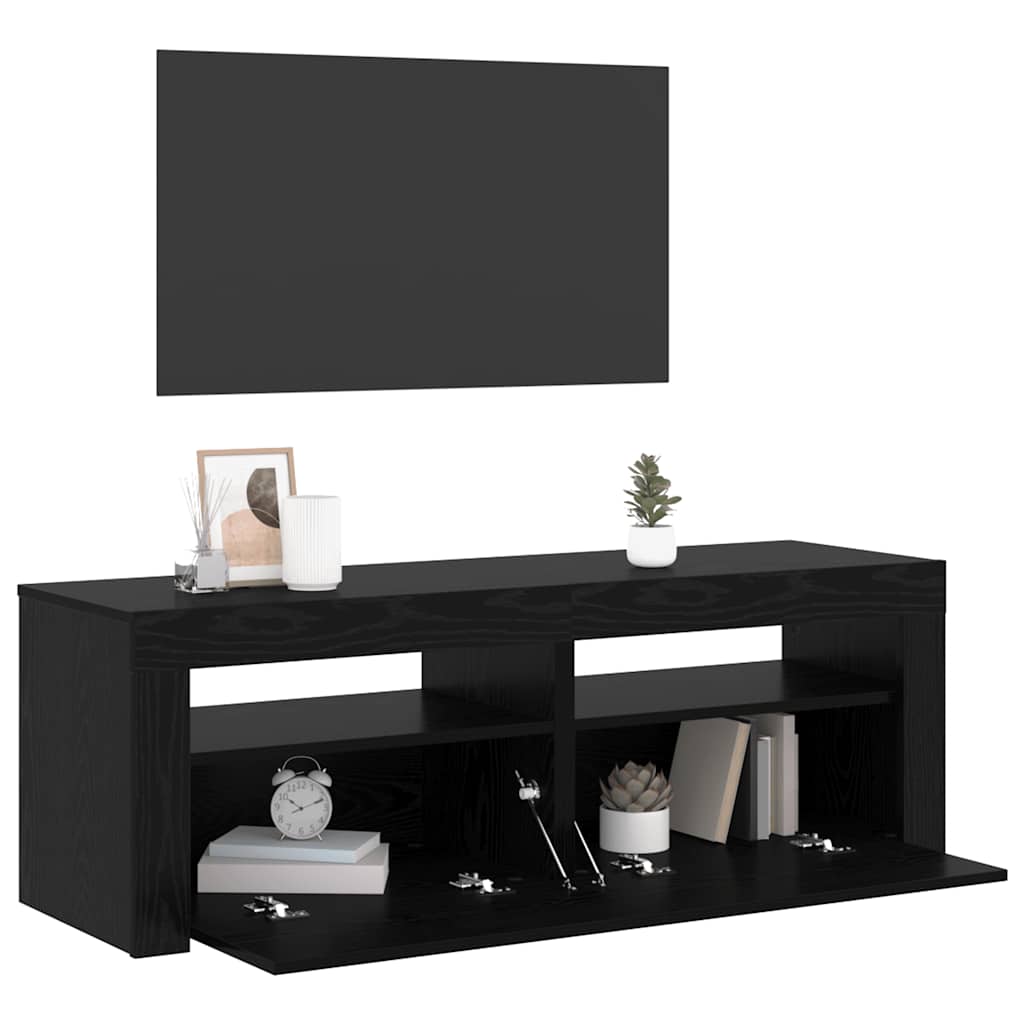 TV-Schrank mit LED-Leuchten Schwarz Eichen-Optik 120x35x40 cm