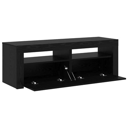 TV-Schrank mit LED-Leuchten Schwarz Eichen-Optik 120x35x40 cm
