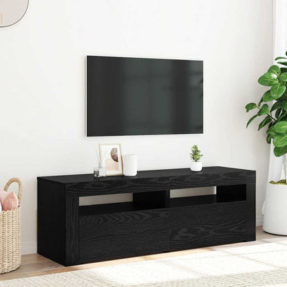 TV-Schrank mit LED-Leuchten Schwarz Eichen-Optik 120x35x40 cm