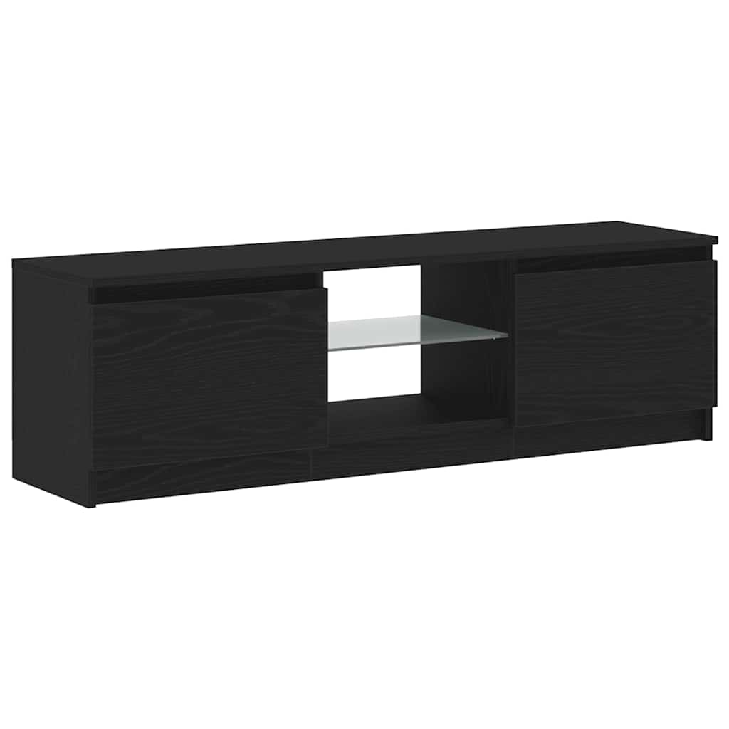 TV-Schrank mit LED-Leuchten Schwarz Eichen-Optik 120x30x36 cm