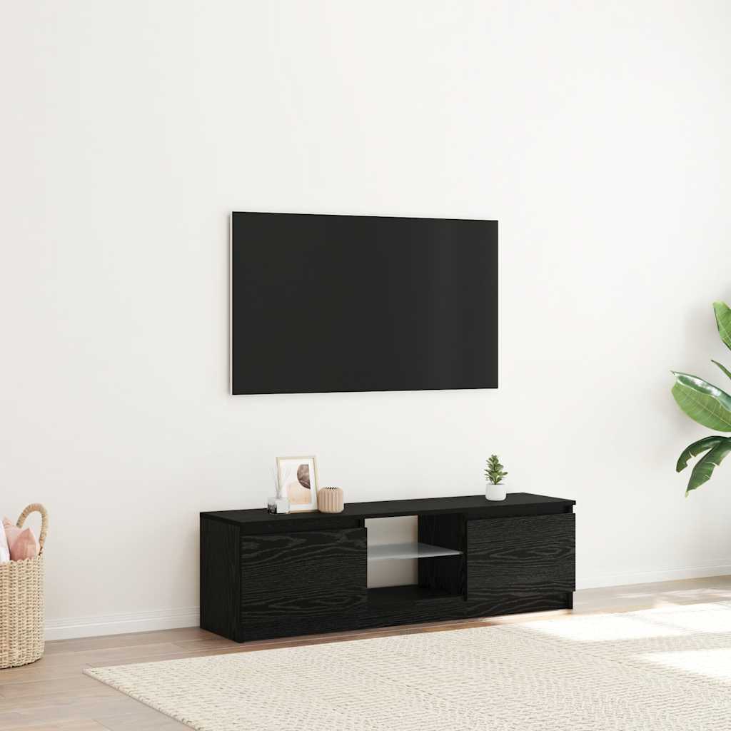 TV-Schrank mit LED-Leuchten Schwarz Eichen-Optik 120x30x36 cm