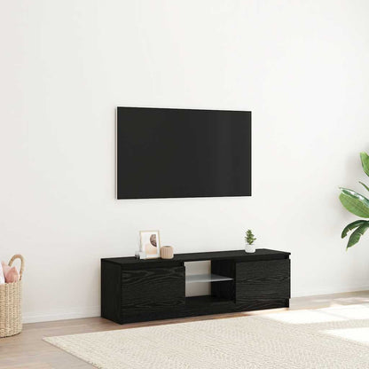 TV-Schrank mit LED-Leuchten Schwarz Eichen-Optik 120x30x36 cm