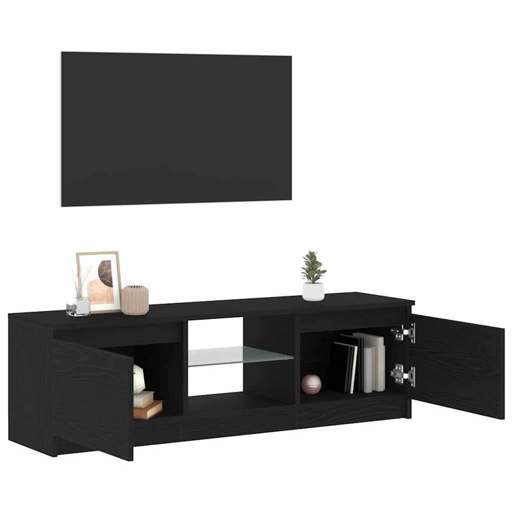 TV-Schrank mit LED-Leuchten Schwarz Eichen-Optik 120x30x36 cm