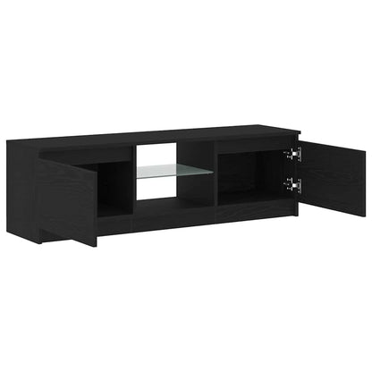 TV-Schrank mit LED-Leuchten Schwarz Eichen-Optik 120x30x36 cm
