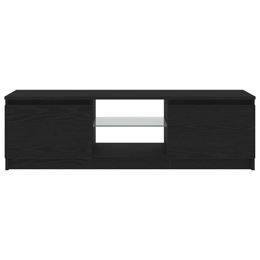 TV-Schrank mit LED-Leuchten Schwarz Eichen-Optik 120x30x36 cm
