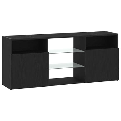 TV-Schrank mit LED-Leuchten Schwarz Eichen-Optik 120x30x50 cm