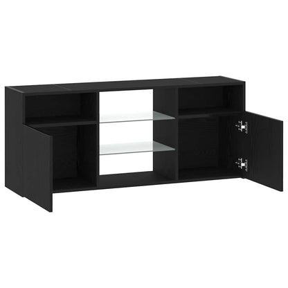 TV-Schrank mit LED-Leuchten Schwarz Eichen-Optik 120x30x50 cm