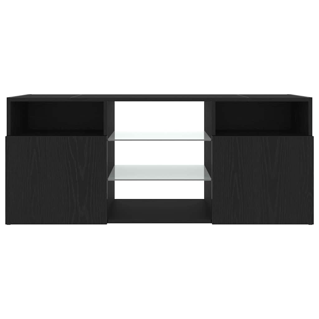 TV-Schrank mit LED-Leuchten Schwarz Eichen-Optik 120x30x50 cm