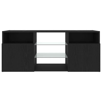 TV-Schrank mit LED-Leuchten Schwarz Eichen-Optik 120x30x50 cm