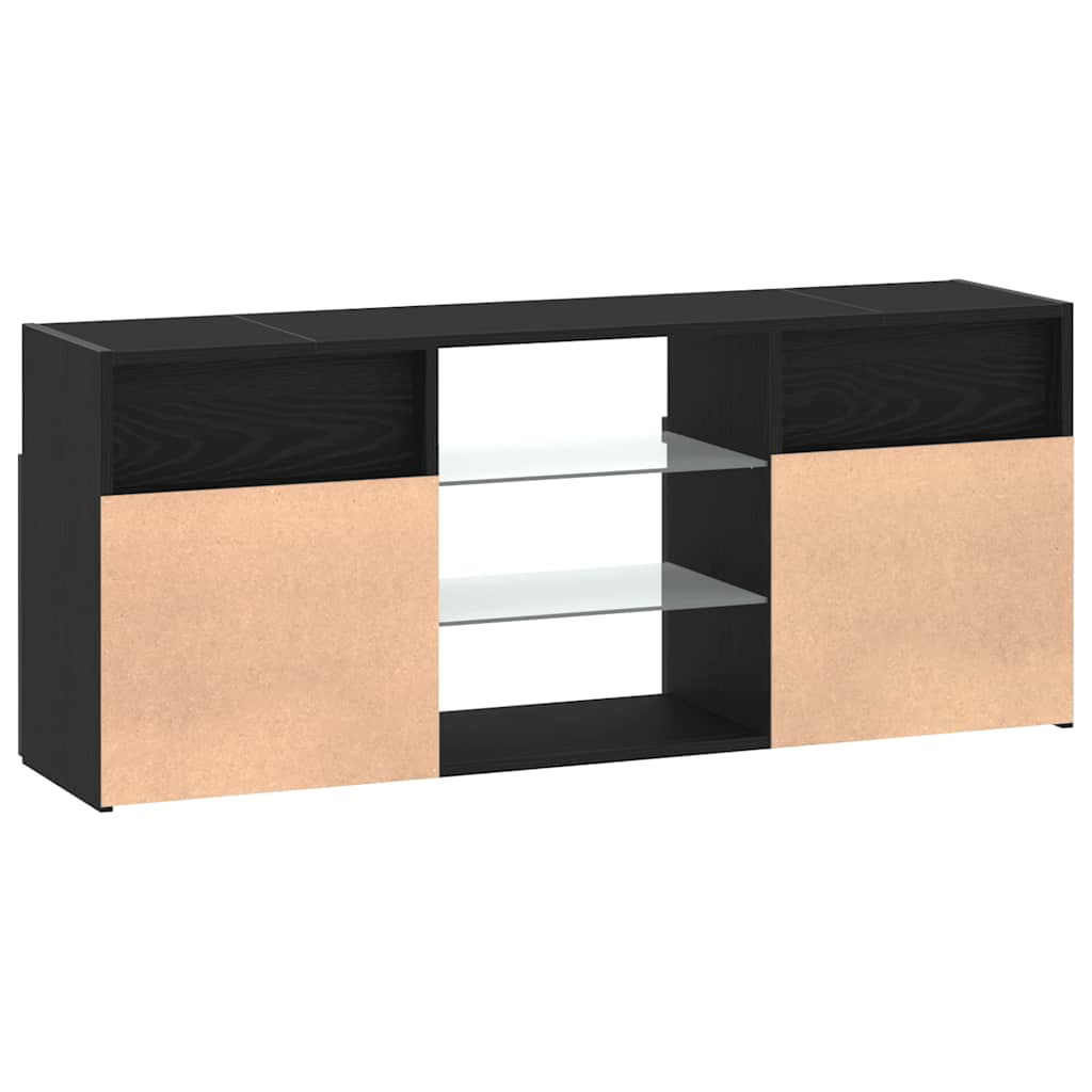 TV-Schrank mit LED-Leuchten Schwarz Eichen-Optik 120x30x50 cm