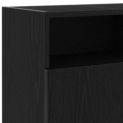 TV-Schrank mit LED-Leuchten Schwarz Eichen-Optik 120x30x50 cm