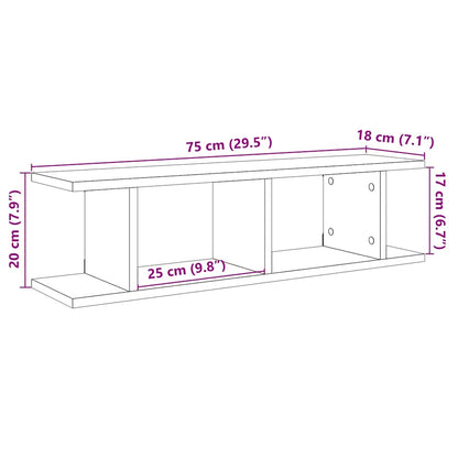 Wandregale 2 Stk. Schwarz Eichen-Optik 75x18x20cm Holzwerkstoff