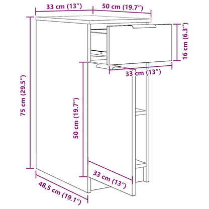 Schreibtischschrank Schwarz Eichen-Optik 33 x 50 x 75 cm