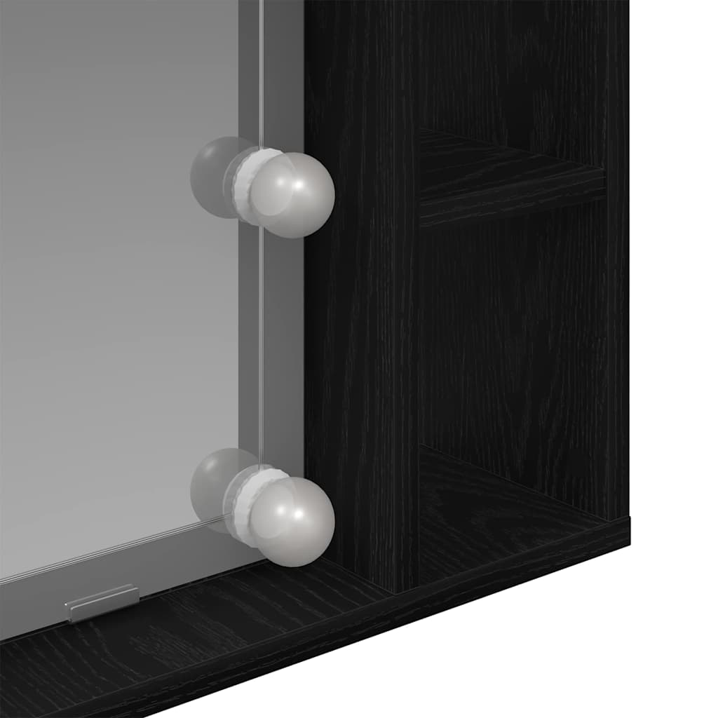 Spiegelschrank mit Regal Schwarz Eichen-Optik 76 x 15 x 55 cm