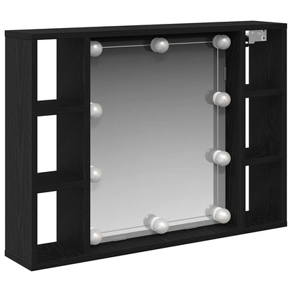 Spiegelschrank mit Regal Schwarz Eichen-Optik 76 x 15 x 55 cm
