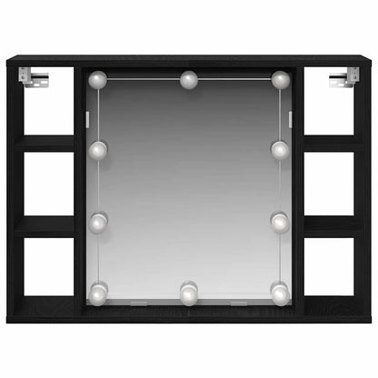 Spiegelschrank mit Regal Schwarz Eichen-Optik 76 x 15 x 55 cm