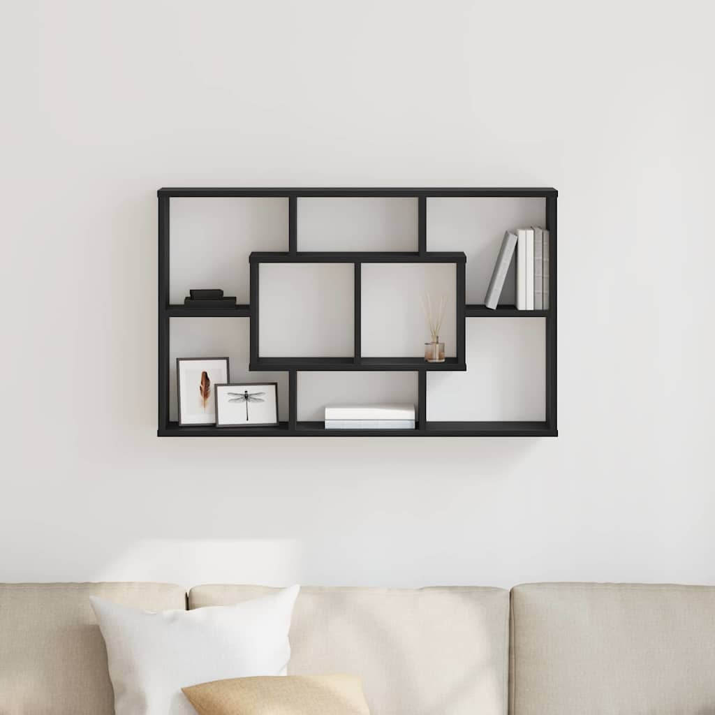 Wandregal Schwarz Eichen-Optik 85 x 16 x 52,5 cm Holzwerkstoff