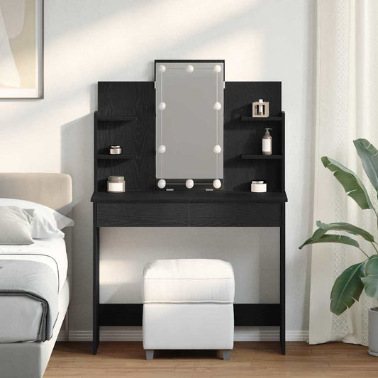 Schminktisch mit Regal Schwarz Eichen-Optik 96 x 40 x 142 cm