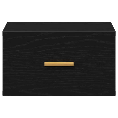 Wandmontierter Nachtschrank mit Schubladen Schwarz Eichen-Optik