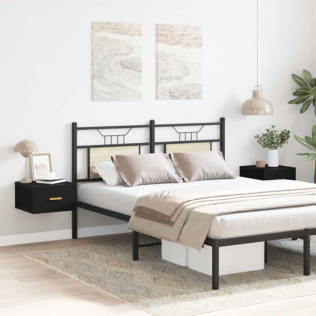 Wandmontierter Nachtschrank 2 pcs Schwarz Eichen-Optik