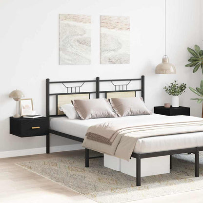 Wandmontierter Nachtschrank 2 pcs Schwarz Eichen-Optik