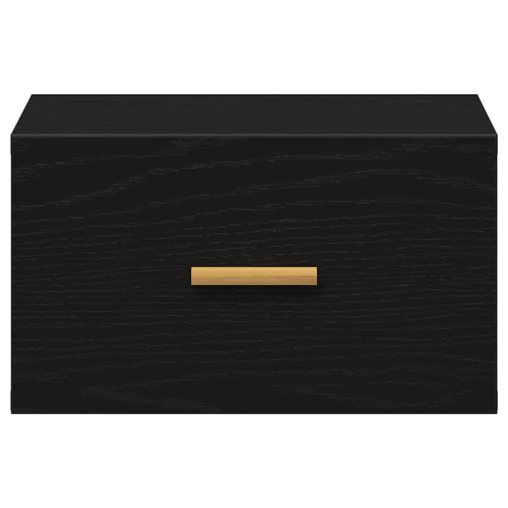 Wandmontierter Nachtschrank 2 pcs Schwarz Eichen-Optik