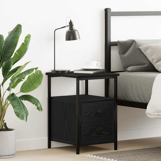 Nachttisch Schwarz Eichen-Optik 34x35,5x50 cm Holzwerkstoff