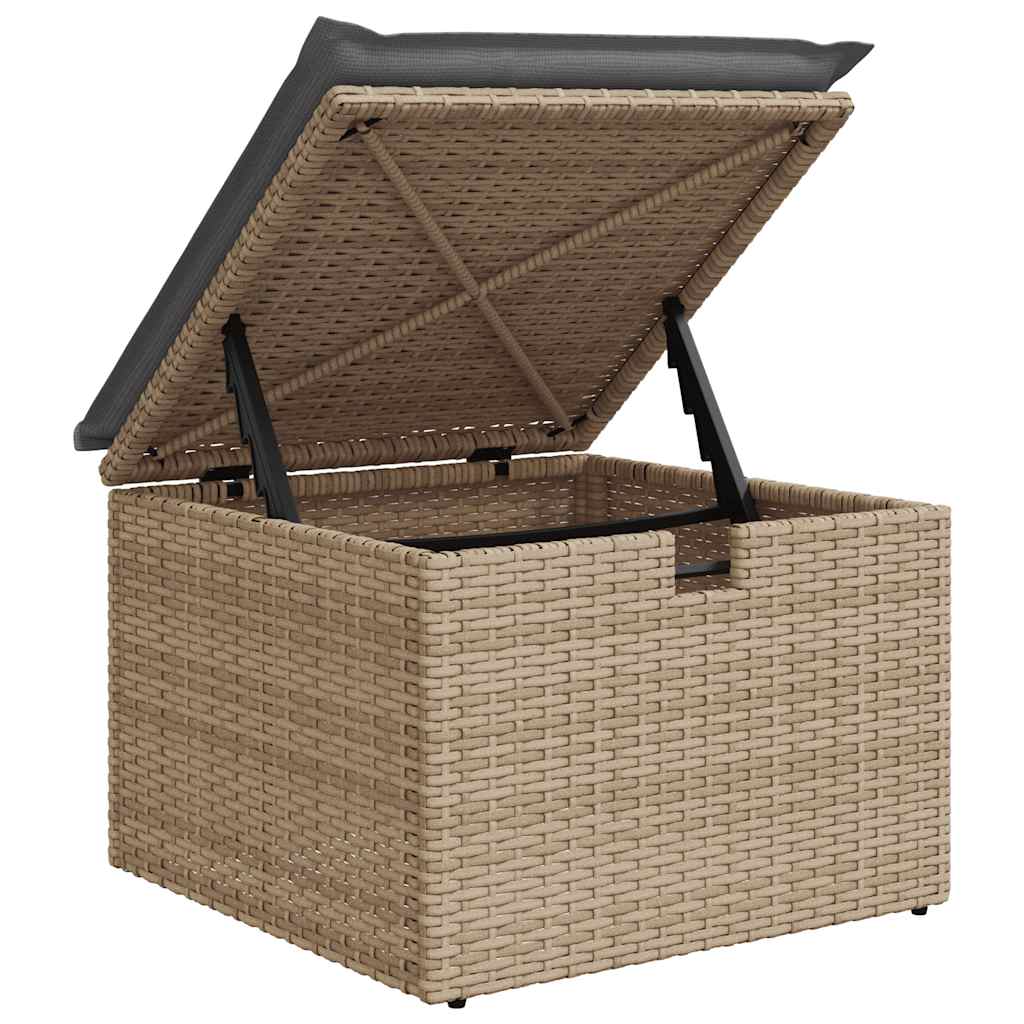 10-tlg. Garten-Sofagarnitur mit Kissen Beige Poly Rattan