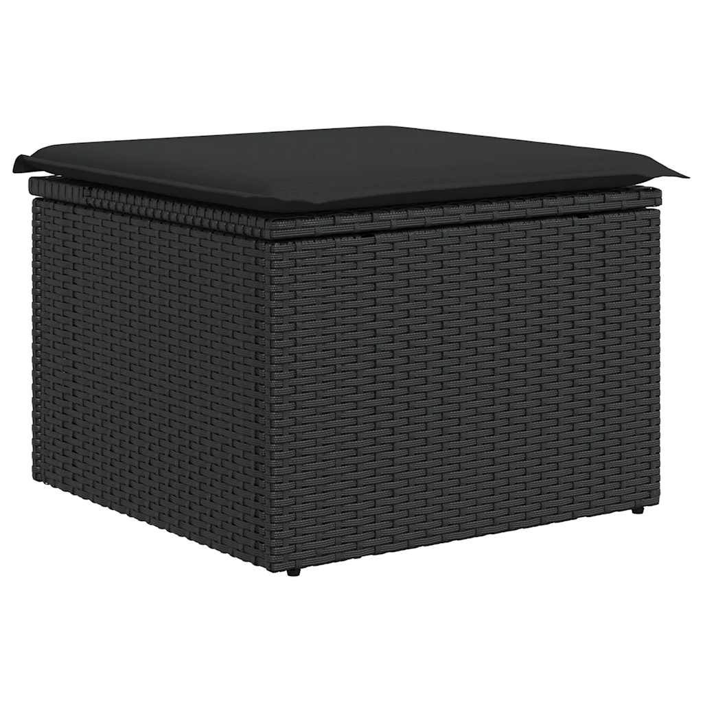 7-tlg. Garten-Sofagarnitur mit Kissen Schwarz Poly Rattan