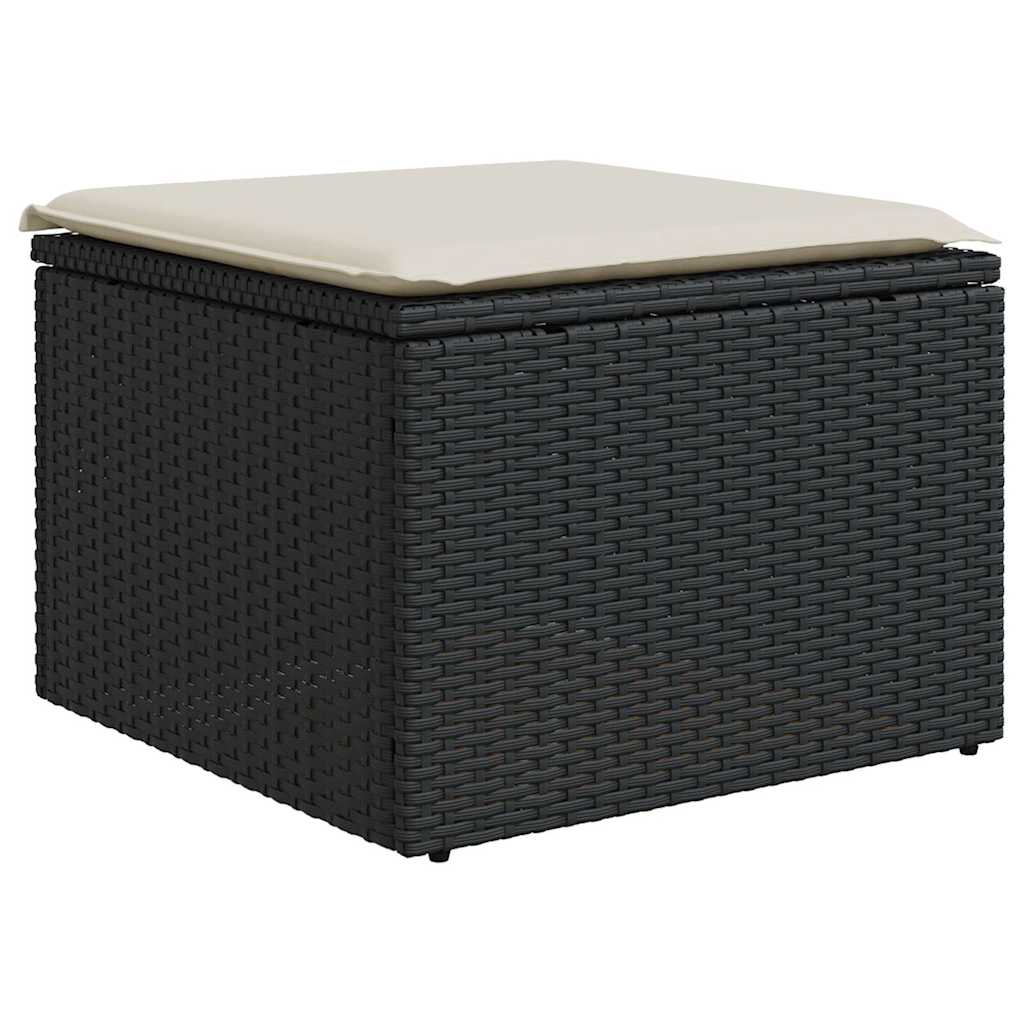 9-tlg. Garten-Sofagarnitur mit Kissen Schwarz Poly Rattan