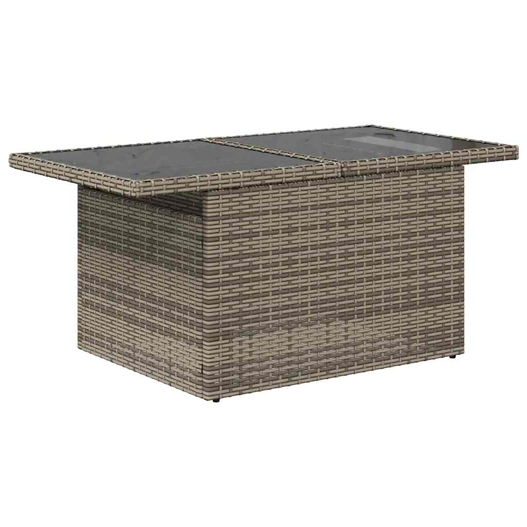 7-tlg. Garten-Sofagarnitur mit Kissen Grau Poly Rattan