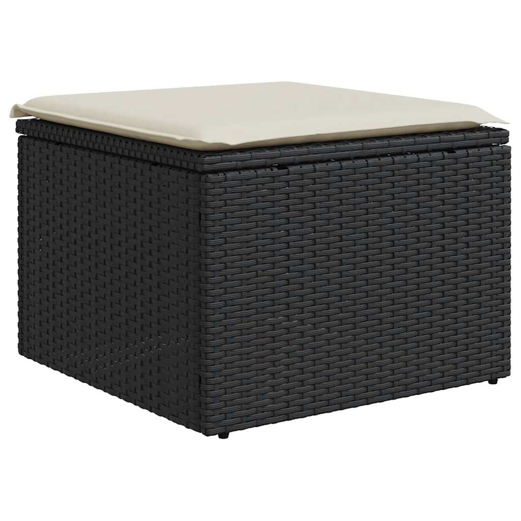 7-tlg. Garten-Sofagarnitur mit Kissen Schwarz Poly Rattan