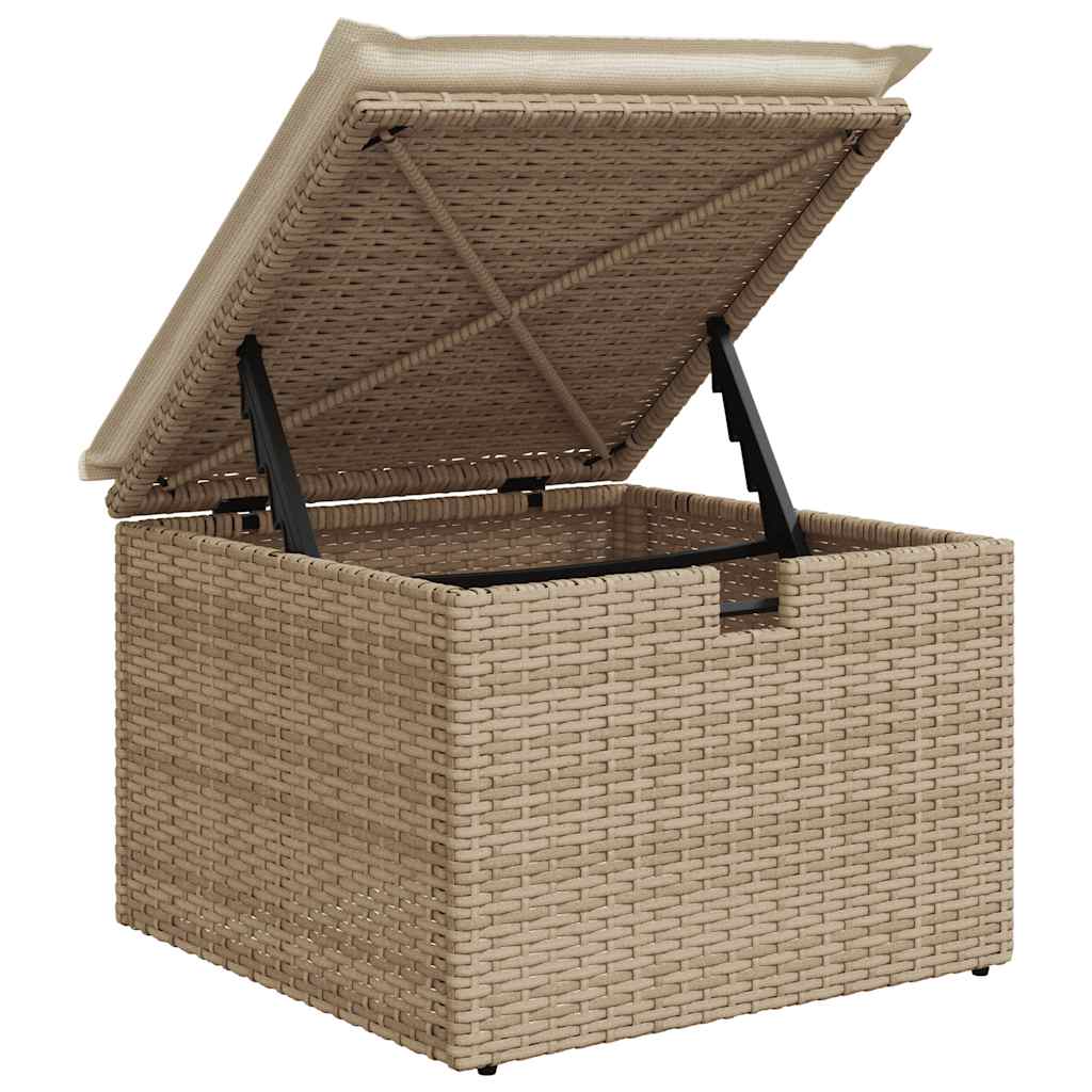 7-tlg. Garten-Sofagarnitur mit Kissen Beige Poly Rattan